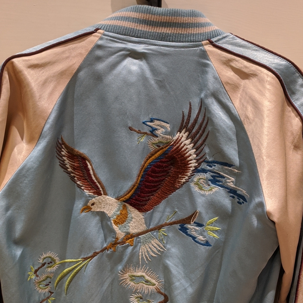 Vintage restored embroidered satin bomber jacket - Picture 4 of 9